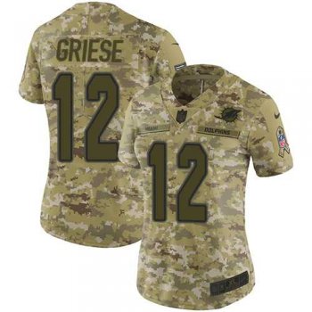 Women's Nike Miami Dolphins #12 Bob Griese Camo Stitched NFL Limited 2018 Salute to Service Jersey