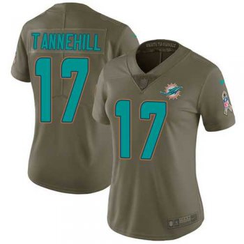 Womens Nike Miami Dolphins #17 Ryan Tannehill Olive Stitched NFL Limited 2017 Salute to Service Jersey