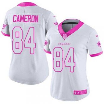 Women's Nike Miami Dolphins #84 Jordan Cameron White Pink Stitched NFL Limited Rush Fashion Jersey