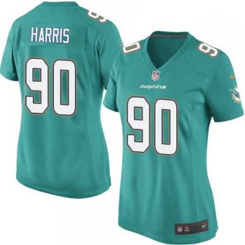 Women's Nike Miami Dolphins #90 Charles Harris Aqua Green Team Color Stitched NFL Elite Jersey