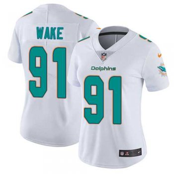 Women's Nike Miami Dolphins #91 Cameron Wake White Stitched NFL Vapor Untouchable Limited Jersey