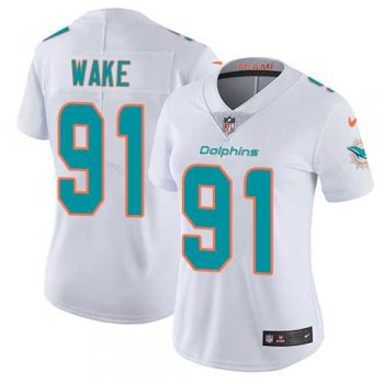 Women's Nike Miami Dolphins #91 Cameron Wake White Stitched NFL Vapor Untouchable Limited Jersey