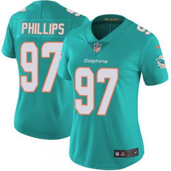 Women's Nike Miami Dolphins #97 Jordan Phillips Aqua Green Team Color Stitched NFL Vapor Untouchable Limited Jersey