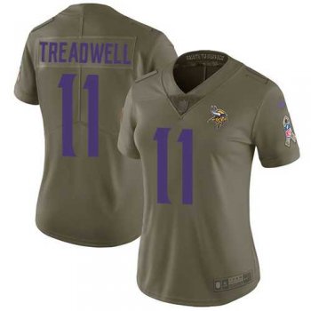 Women's Nike Minnesota Vikings #11 Laquon Treadwell Olive Stitched NFL Limited 2017 Salute to Service Jersey