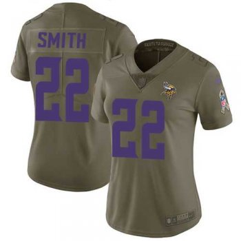 Women's Nike Minnesota Vikings #22 Harrison Smith Olive Stitched NFL Limited 2017 Salute to Service Jersey