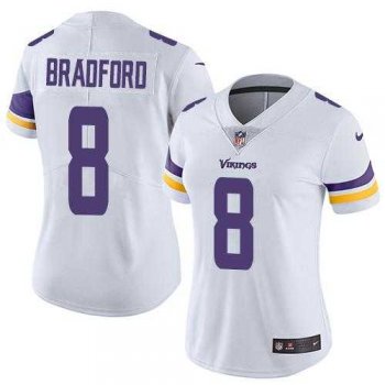 Women's Nike Minnesota Vikings #8 Sam Bradford White Stitched NFL Vapor Untouchable Limited Jersey