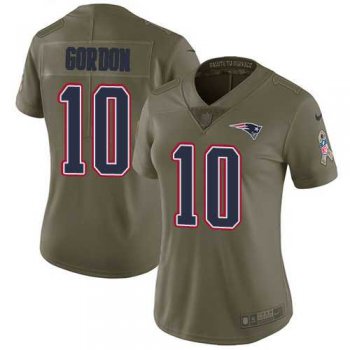 Women's Nike New England Patriots #10 Josh Gordon Olive Stitched NFL Limited 2017 Salute to Service Jersey