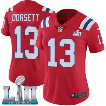 Women's Nike New England Patriots #13 Phillip Dorsett Red Alternate Super Bowl LII Stitched NFL Vapor Untouchable Limited Jersey