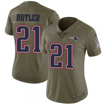 Women's Nike New England Patriots #21 Malcolm Butler Olive Stitched NFL Limited 2017 Salute to Service Jersey