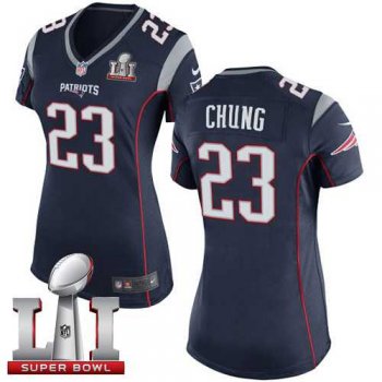 Women's Nike New England Patriots #23 Patrick Chung Navy Blue Team Color Super Bowl LI 51 Stitched NFL New Elite Jersey