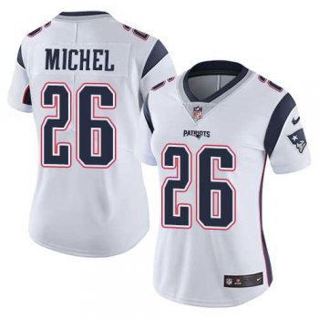 Women's Nike New England Patriots #26 Sony Michel White Stitched NFL Vapor Untouchable Limited Jersey