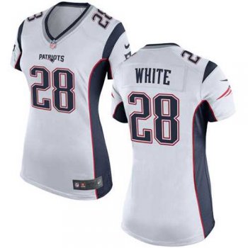 Women's Nike New England Patriots #28 James White White Stitched NFL New Elite Jersey