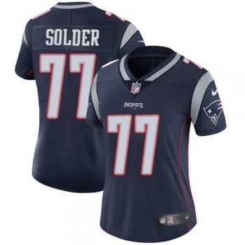 Women's Nike New England Patriots #77 Nate Solder Navy Blue Team Color Stitched NFL Vapor Untouchable Limited Jersey