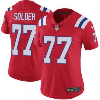 Women's Nike New England Patriots #77 Nate Solder Red Alternate Stitched NFL Vapor Untouchable Limited Jersey