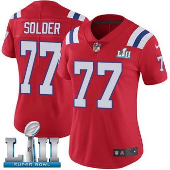 Women's Nike New England Patriots #77 Nate Solder Red Alternate Super Bowl LII Stitched NFL Vapor Untouchable Limited Jersey