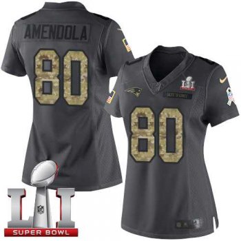 Women's Nike New England Patriots #80 Danny Amendola Black Super Bowl LI 51 Stitched NFL Limited 2016 Salute to Service Jersey