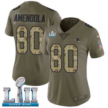 Women's Nike New England Patriots #80 Danny Amendola Olive Camo Super Bowl LII Stitched NFL Limited 2017 Salute to Service Jersey