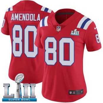 Women's Nike New England Patriots #80 Danny Amendola Red Alternate Super Bowl LII Stitched NFL Vapor Untouchable Limited Jersey