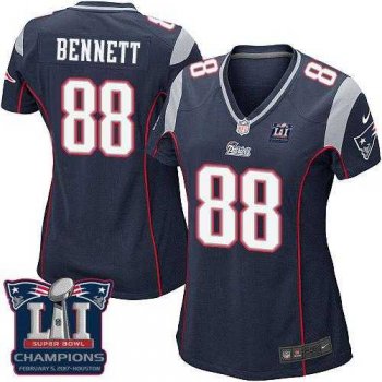 Women's Nike New England Patriots #88 Martellus Bennett Navy Blue Team Color Super Bowl LI Champions Stitched NFL New Elite Jersey