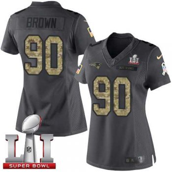 Women's Nike New England Patriots #90 Malcom Brown Black Super Bowl LI 51 Stitched NFL Limited 2016 Salute to Service Jersey