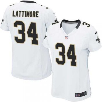 Women's Nike New Orleans Saints #34 Marshon Lattimore White Stitched NFL Elite Jersey