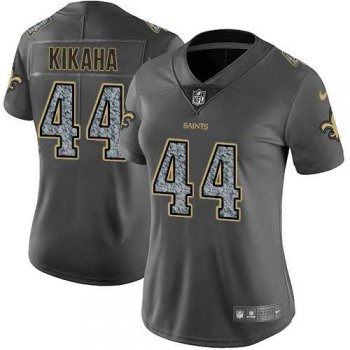 Women's Nike New Orleans Saints #44 Hau'oli Kikaha Gray Static NFL Vapor Untouchable Limited Jersey