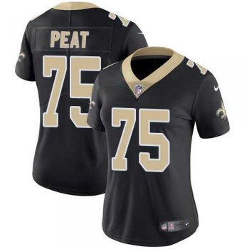 Women's Nike New Orleans Saints #75 Andrus Peat Black Team Color Stitched NFL Vapor Untouchable Limited Jersey