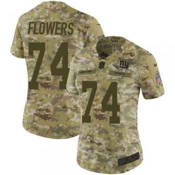 Women's Nike New York Giants #74 Ereck Flowers Camo Stitched NFL Limited 2018 Salute to Service Jersey