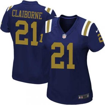 Women's Nike New York Jets #21 Morris Claiborne Elite Navy Blue Alternate Nike NFL