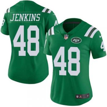 Women's Nike New York Jets #48 Jordan Jenkins Green Stitched NFL Limited Rush Jersey