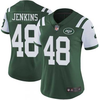 Women's Nike New York Jets #48 Jordan Jenkins Green Team Color Stitched NFL Vapor Untouchable Limited Jersey