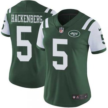 Women's Nike New York Jets #5 Christian Hackenberg Green Team Color Stitched NFL Vapor Untouchable Limited Jersey