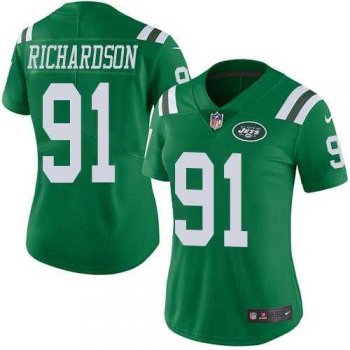 Women's Nike New York Jets #91 Sheldon Richardson Green Stitched NFL Limited Rush Jersey