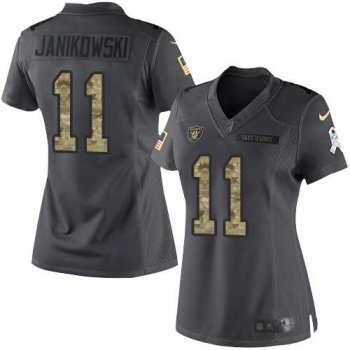 Women's Nike Oakland Raiders #11 Sebastian Janikowski Anthracite Stitched NFL Limited 2016 Salute to Service Jersey