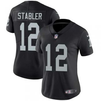 Women's Nike Oakland Raiders #12 Kenny Stabler Black Team Color Stitched NFL Vapor Untouchable Limited Jersey