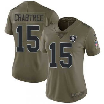 Women's Nike Oakland Raiders #15 Michael Crabtree Olive Stitched NFL Limited 2017 Salute to Service Jersey