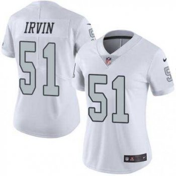 Women's Nike Oakland Raiders #51 Bruce Irvin Limited White Pink Rush Fashion NFL Jersey