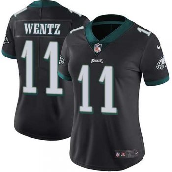 Women's Nike Philadelphia Eagles #11 Carson Wentz Black Alternate Stitched NFL Vapor Untouchable Limited Jersey