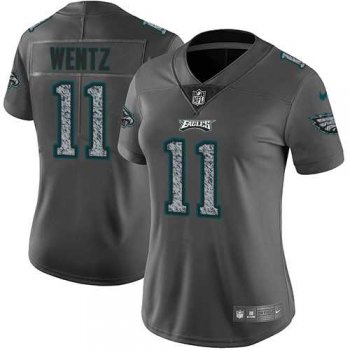 Women's Nike Philadelphia Eagles #11 Carson Wentz Gray Static NFL Vapor Untouchable Limited Jersey