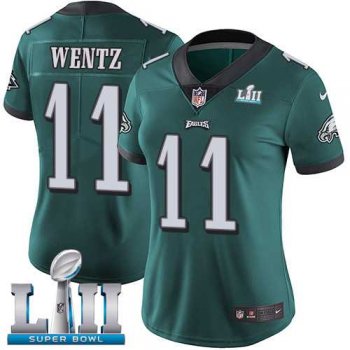 Women's Nike Philadelphia Eagles #11 Carson Wentz Midnight Green Team Color Super Bowl LII Stitched NFL Vapor Untouchable Limited Jersey