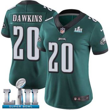 Women's Nike Philadelphia Eagles #20 Brian Dawkins Midnight Green Team Color Super Bowl LII Stitched NFL Vapor Untouchable Limited Jersey