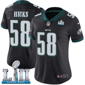 Women's Nike Philadelphia Eagles #58 Jordan Hicks Black Alternate Super Bowl LII Stitched NFL Vapor Untouchable Limited Jersey