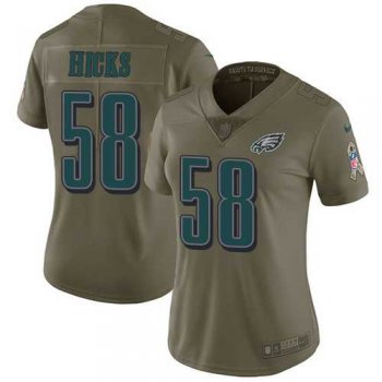 Women's Nike Philadelphia Eagles #58 Jordan Hicks Olive Stitched NFL Limited 2017 Salute to Service Jersey