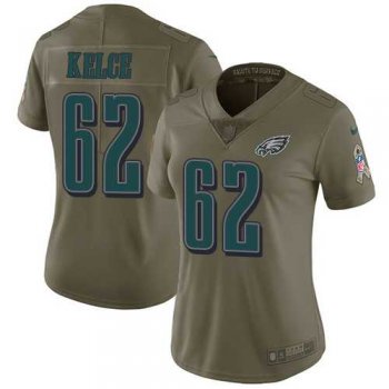 Women's Nike Philadelphia Eagles #62 Jason Kelce Olive Stitched NFL Limited 2017 Salute to Service Jersey