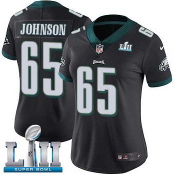 Women's Nike Philadelphia Eagles #65 Lane Johnson Black Alternate Super Bowl LII Stitched NFL Vapor Untouchable Limited Jersey