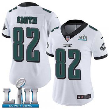 Women's Nike Philadelphia Eagles #82 Torrey Smith White Super Bowl LII Stitched NFL Vapor Untouchable Limited Jersey