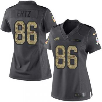 Women's Nike Philadelphia Eagles #86 Zach Ertz Anthracite Stitched NFL Limited 2016 Salute to Service Jersey