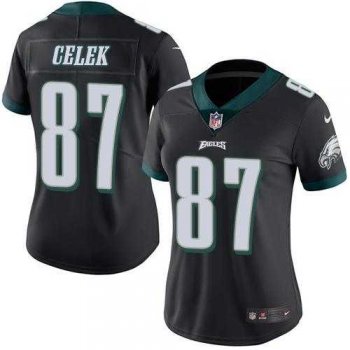 Women's Nike Philadelphia Eagles #87 Brent Celek Black Stitched NFL Limited Rush Jersey