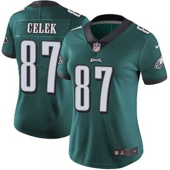 Women's Nike Philadelphia Eagles #87 Brent Celek Midnight Green Team Color Stitched NFL Vapor Untouchable Limited Jersey