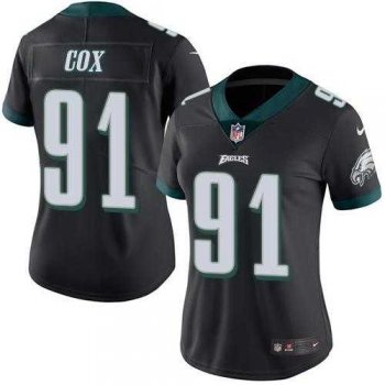 Women's Nike Philadelphia Eagles #91 Fletcher Cox Black Stitched NFL Limited Rush Jersey